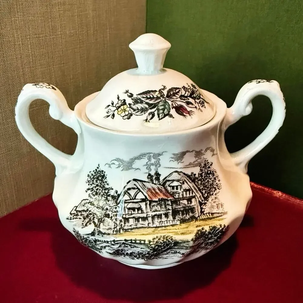 Yorkshire Staffordshire Ironstone Sugar & Creamer Set • England • Vintage